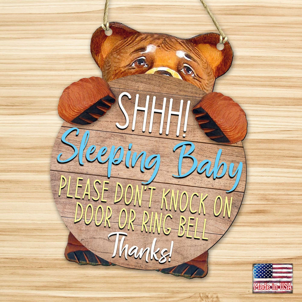 Baby Sleeping Sign for Front Door - Do Not Knock or Ring Doorbell Sign - Don't Disturb sign - Baby Shower Gift 961041