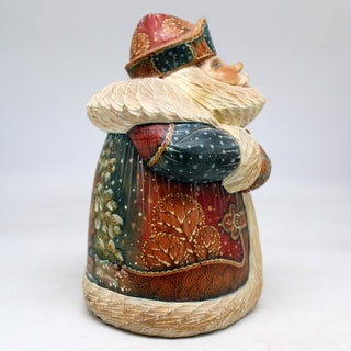 One-of-a-Kind Winter Friend Santa WOODCARVED Figurine 6.5x4.5x4