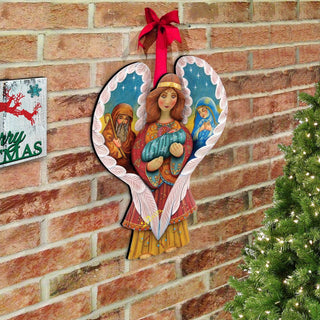 Holy Family Angel Door Decor by G. DeBrekht - Nativity Holiday Decor - 8154107H