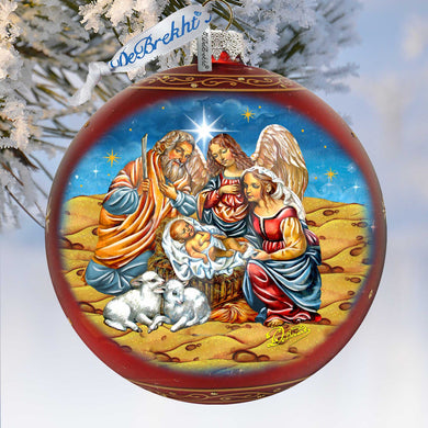 Regal Nativity Lg Glass Ornament in Red by G.Debrekht - Christmas Decor - 73928R