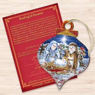 Snow Family Nativity Wooden Ornaments by Gelsinger - Christmas Santa Snowman Decor - 8031153-DG