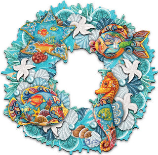 Coastal Sea Creatures Holiday Door Wreath by G. DeBrekht - Coastal Holiday Decor - 8185306-3H