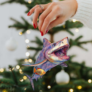 Coastal Christmas Decor - Shark Wooden Ornaments by G.Debrekht Coastal Holiday Decor - 8688201