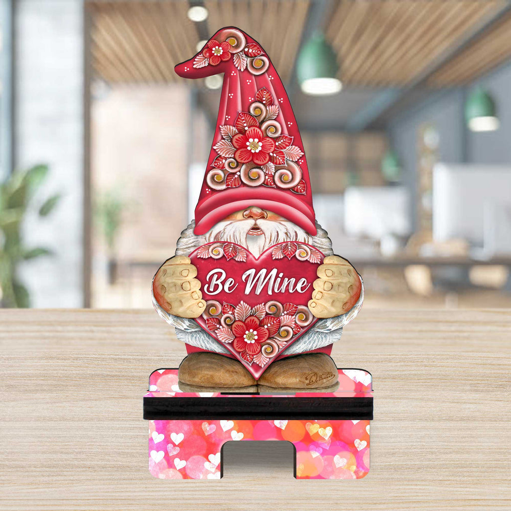 Be Mine Gnome Cell Phone Stand Family Decor Wood Mobile Tablet Holder Charging Station Organizer - 892102C