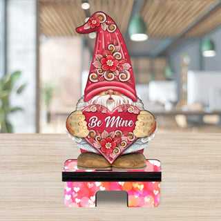 Be Mine Gnome Cell Phone Stand Family Decor Wood Mobile Tablet Holder Charging Station Organizer - 892102C