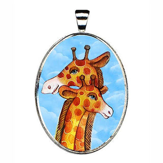 Giraffe Silver Plated Mother of Pearl Jewelry Necklace - 44018