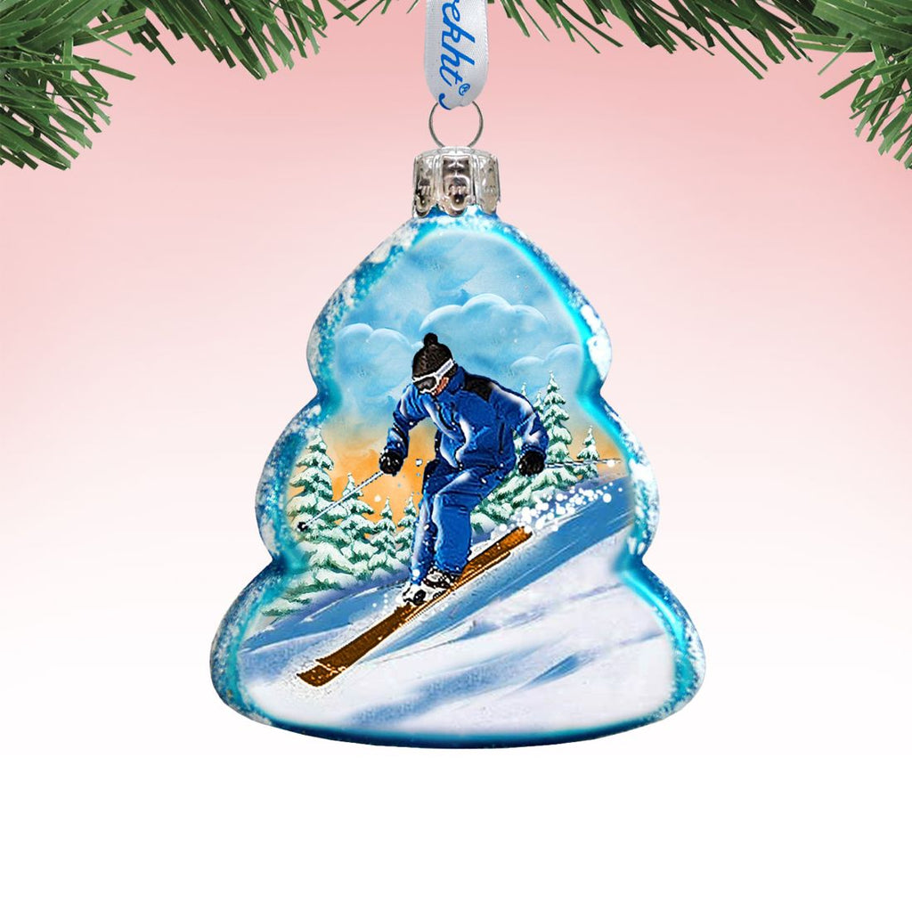 Skier Mercury Glass Ornament by G. DeBrekht - Wildlife Holiday Decor - 771037