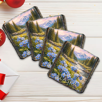 Alaska Wildflower Wooden Coasters Set of 4 – Mountain Landscape Drink Coasters - 95413C-S4 (Copy)
