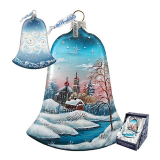 Winter Landscape Bell Glass Ornament by G. DeBrekht - Christmas Decor - 73181