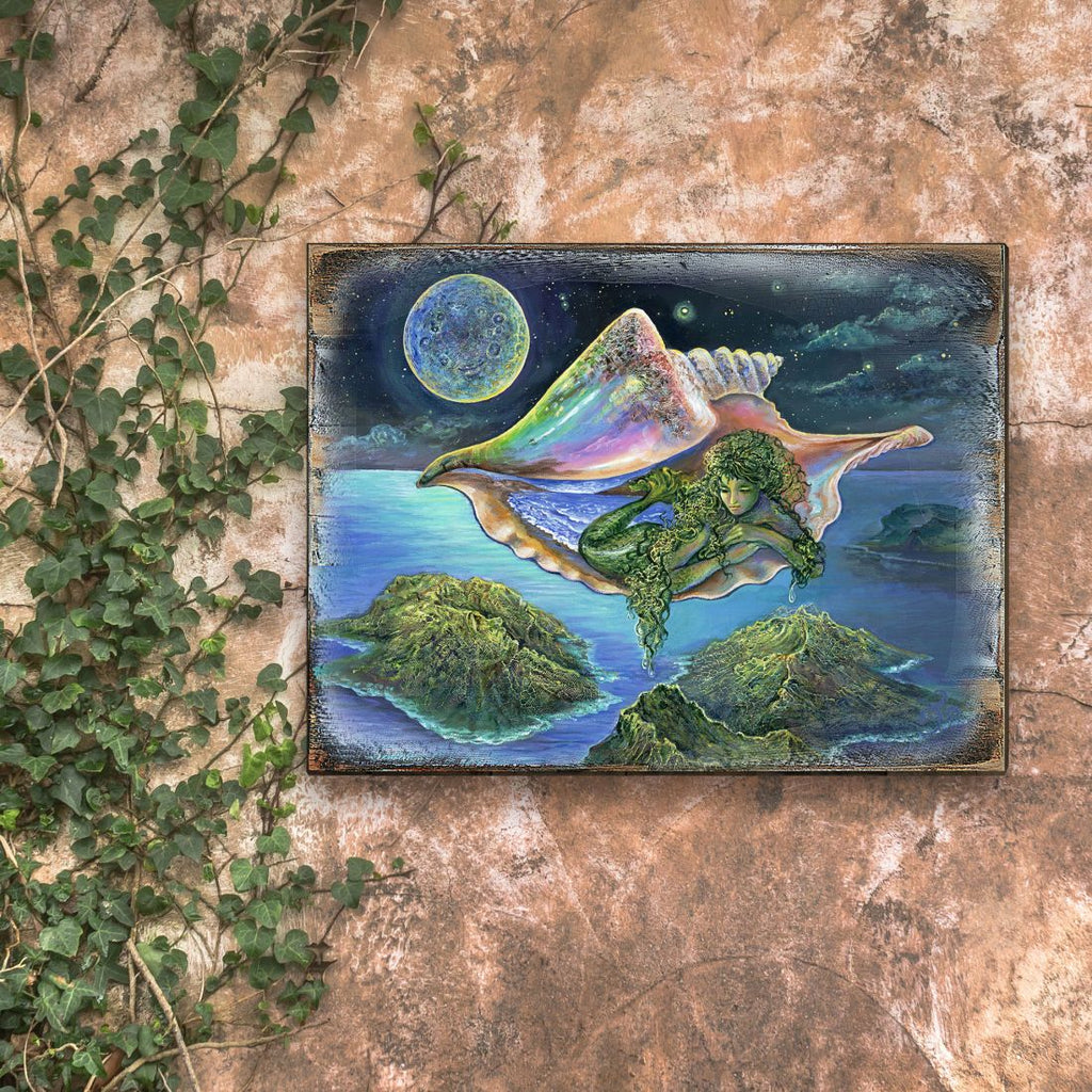 Sea View Fantasy Wooden Wall Art by Josephine Wall - Fantasy Decor - 852136-JW