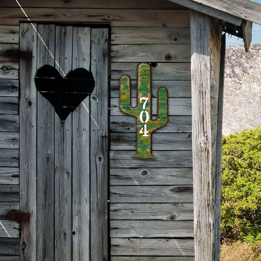 Cactus Wooden Custom House Number Sign - Nature Wildlife Decor - Handcrafted Wooden Address Sign - MA98416