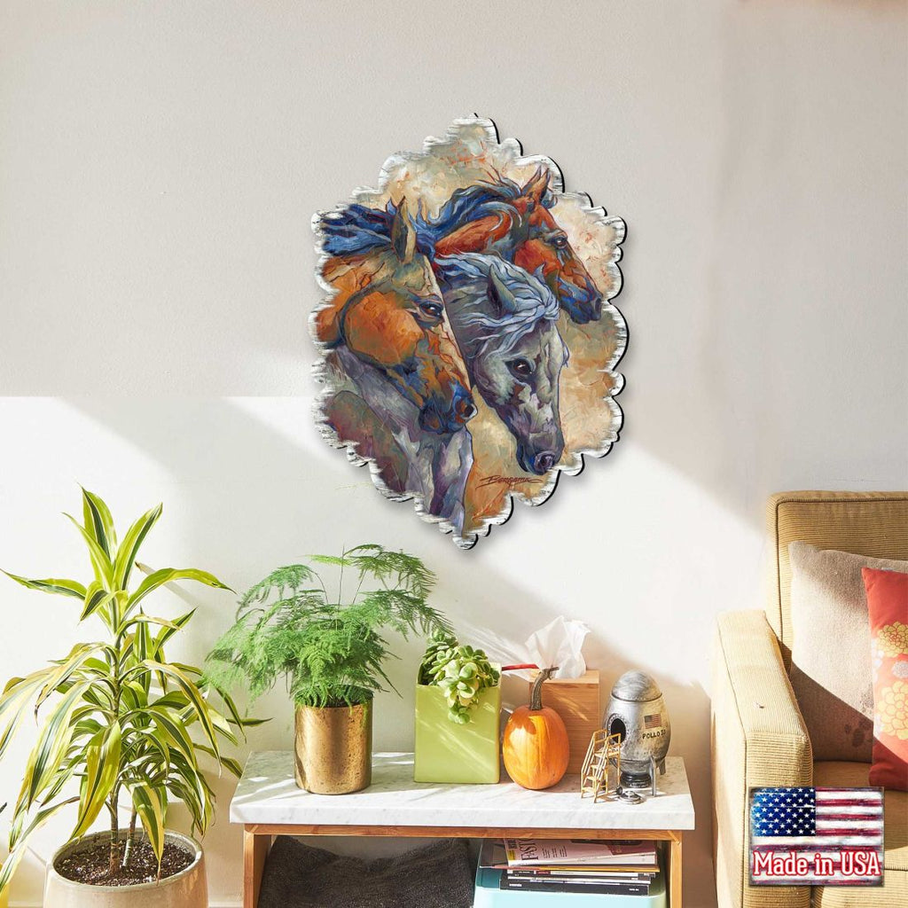 Let Them Run Horse Heads Wall Art by J. Bergsma - Wildlife Holiday Decor - 8591259W-JB