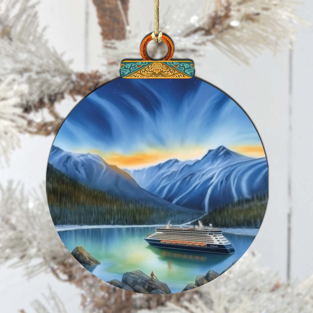 Alaska's Mountain Splendor Wooden Ornaments by G.Debrekht - Wildlife Holiday Decor - 870066