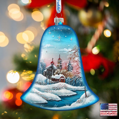 Winter Landscape Bell Glass Ornament by G. DeBrekht - Christmas Decor - 73181