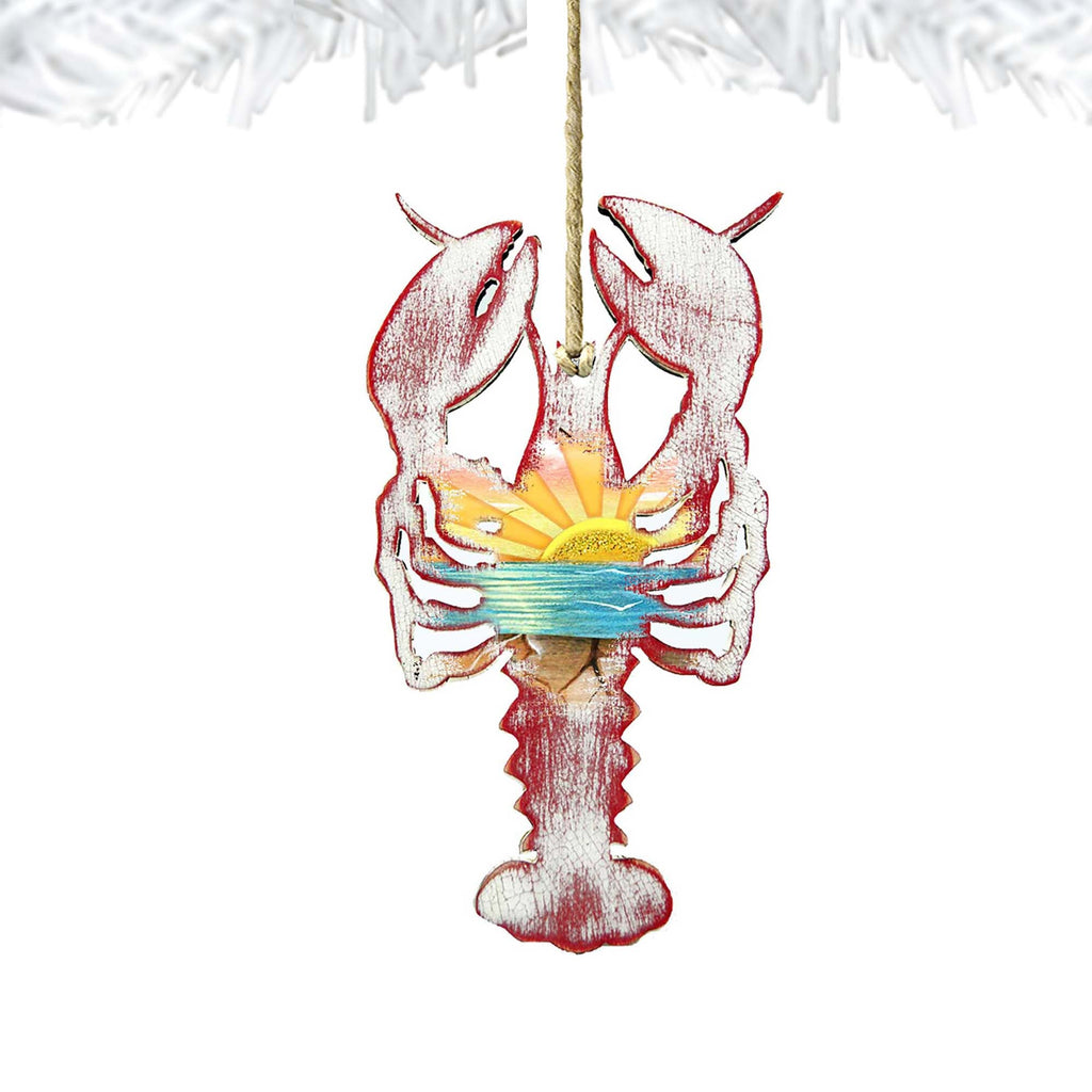 Rustic Lobster Wooden Ornaments by G. DeBrekht - Coastal Holiday Decor - 8198538