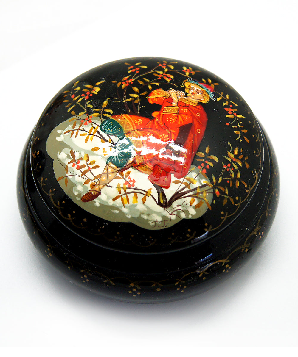 One-of-a-Kind Fairy Tale Handcarved and Hand painted Lacquered Miniature Box 4