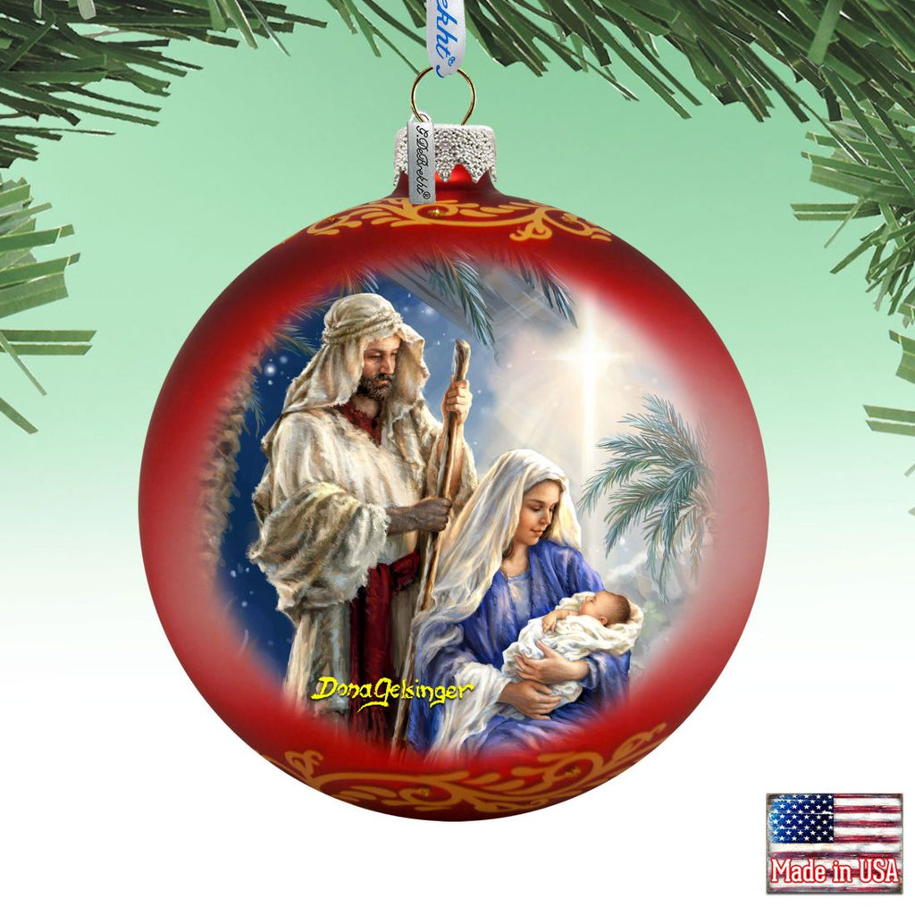 Holy Night Glass Ornament Limited Edition by D. Gelsinger - Nativity Holiday Decor - 73894R-DG