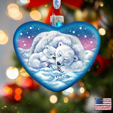 Motherly Love Bears Glass Ornament by G. DeBrekht - Wildlife Holiday Decor - 753-008