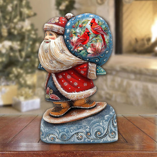 Red Cardinals Sack Santa Hand-Painted WOODCARVED Masterpiece by G. DeBrekht - Christmas Decor - 8204017 *** PRE-ORDER - Handmade Just for You! ***