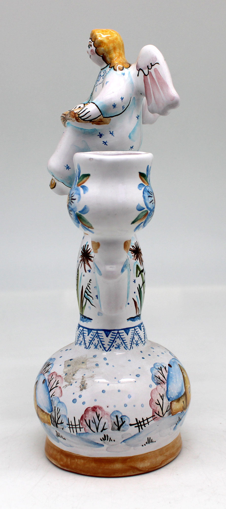 One-of-a-Kind Angel Candle Holder Unique Hand Painted Porcelain Holiday Decor 8.5