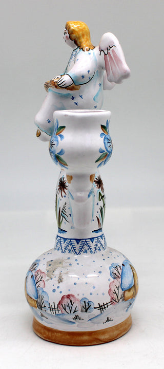 One-of-a-Kind Angel Candle Holder Unique Hand Painted Porcelain Holiday Decor 8.5