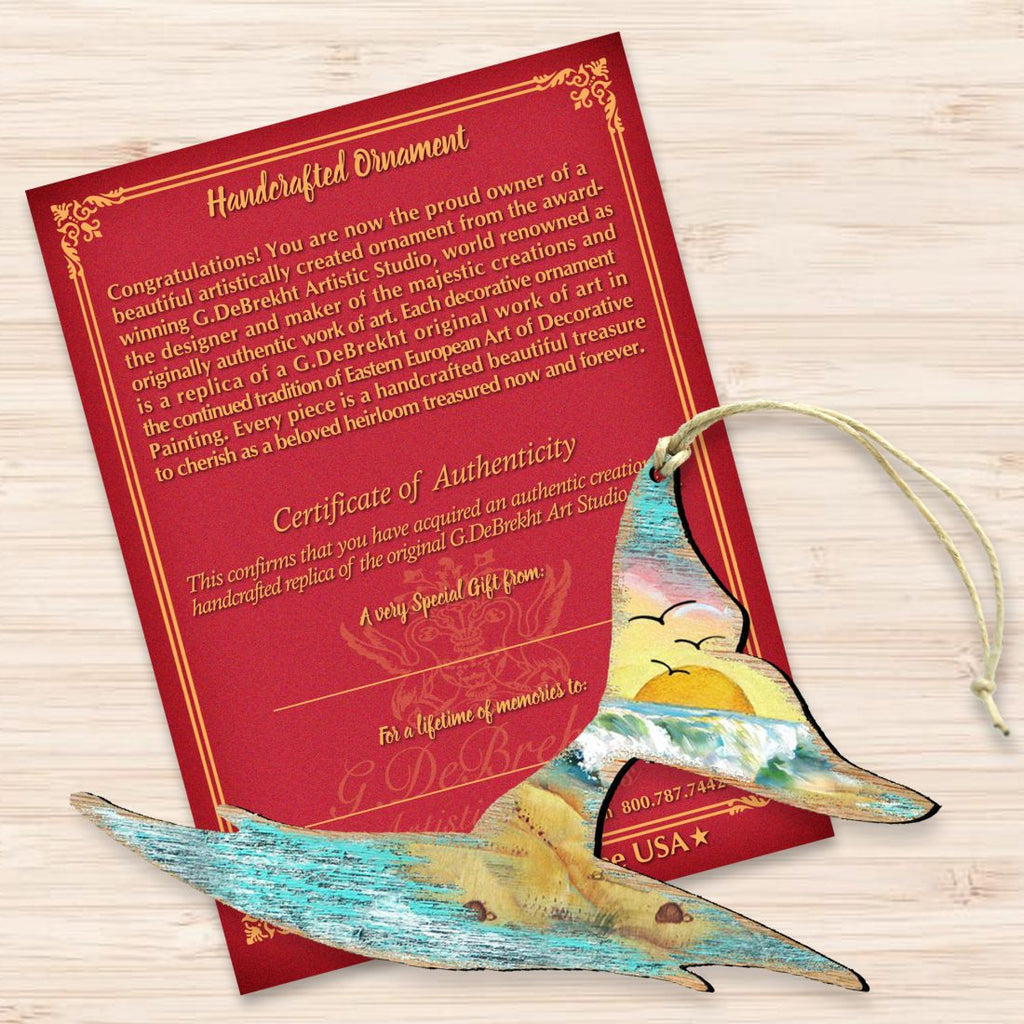 Whales Tale Wooden Ornaments by G. DeBrekht - Coastal Holiday Decor - 8198535