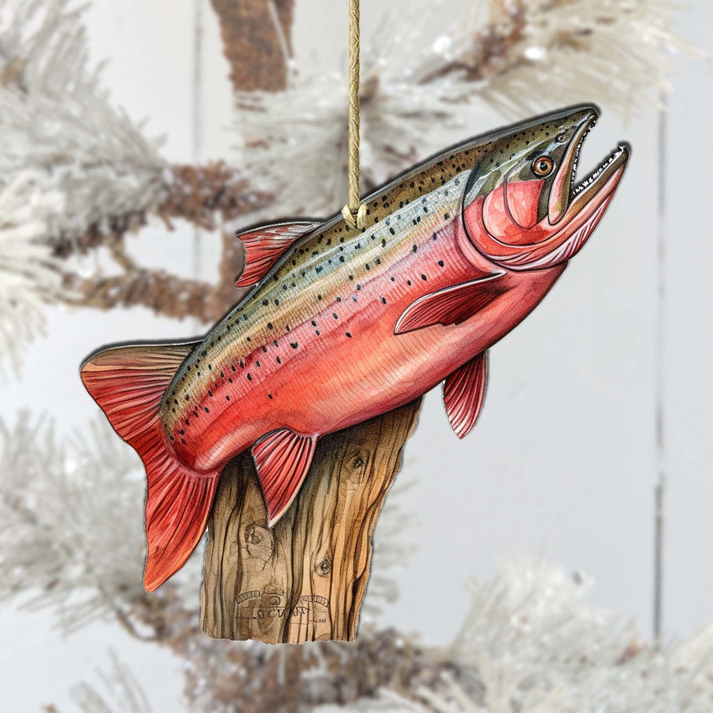 Alaskan Red Sockeye Wooden Ornaments by G.Debrekht - Wildlife Holiday Decor - 8710109-1