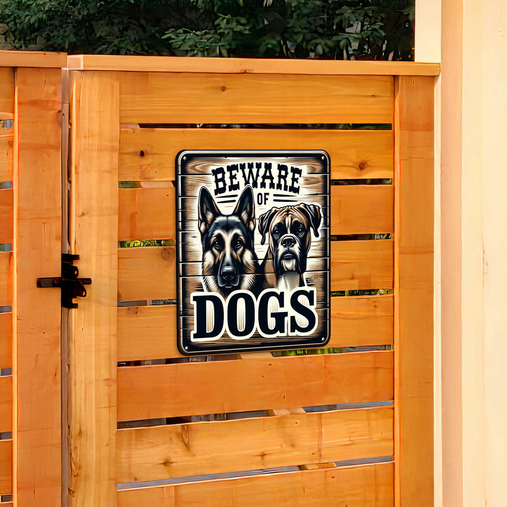 Beware of Dogs Wooden Sign – Handcrafted Birch Plywood Wall Décor – Indoor & Outdoor UV-Coated Dog Warning Sign – Made in USA - 961062