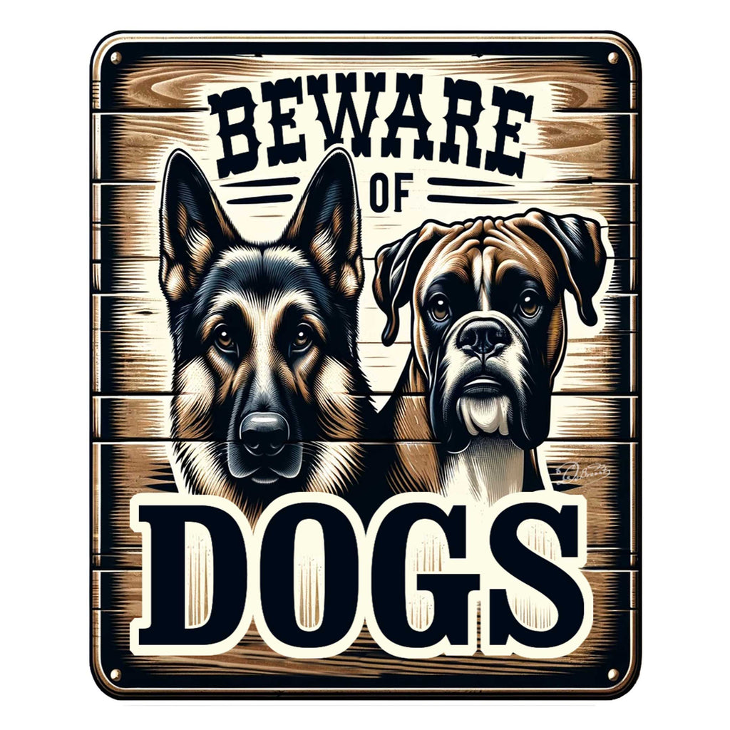 Beware of Dogs Wooden Sign – Handcrafted Birch Plywood Wall Décor – Indoor & Outdoor UV-Coated Dog Warning Sign – Made in USA - 961062