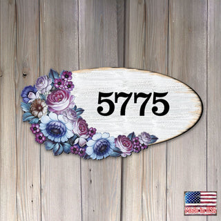 Floral Boquete Wooden Personalized House Number Sign by G. Debrekht - Love Family Kids Decor - Handcrafted Wooden Handcrafted Wooden Address Sign - MA8185311