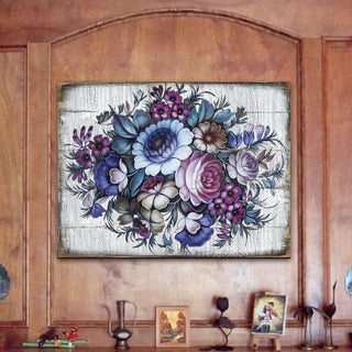 Floral Composition Rustic Wooden Wall Art by G. DeBrekht - Floral Ornamental Decor - 85101B