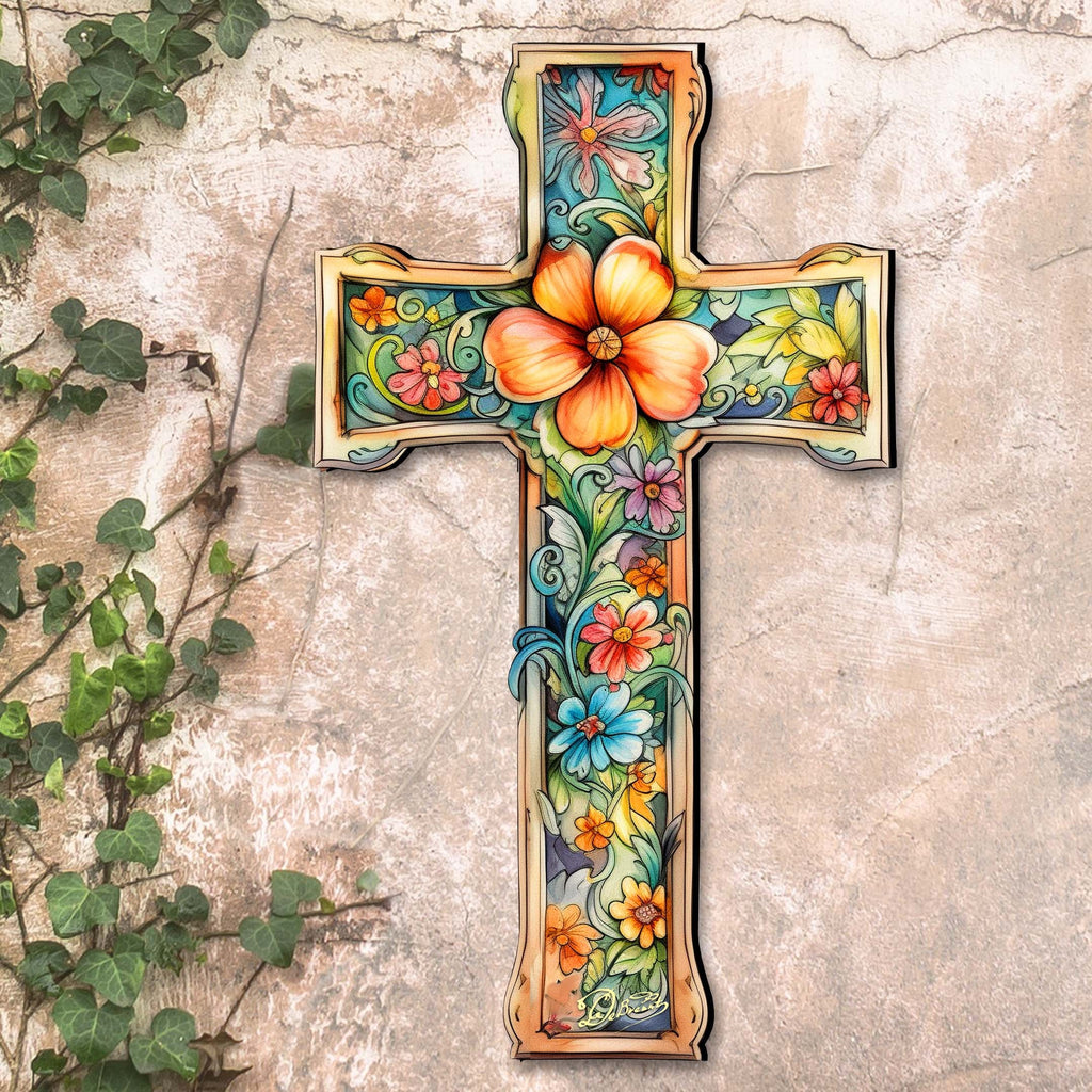 Easter Blossom Wooden Cross by G. Debrekht - Easter Spring Decor - 88165