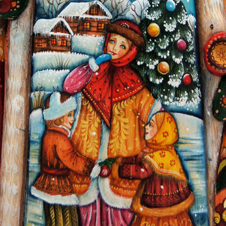 Christmas Ice Skating Santa Hand-Painted WOODCARVED Figurine by G. DeBrekht - Christmas Decor - 821704