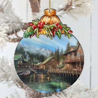 Frozen Peaks Homes Wooden Ornaments by G.Debrekht - Wildlife Holiday Decor - 870013