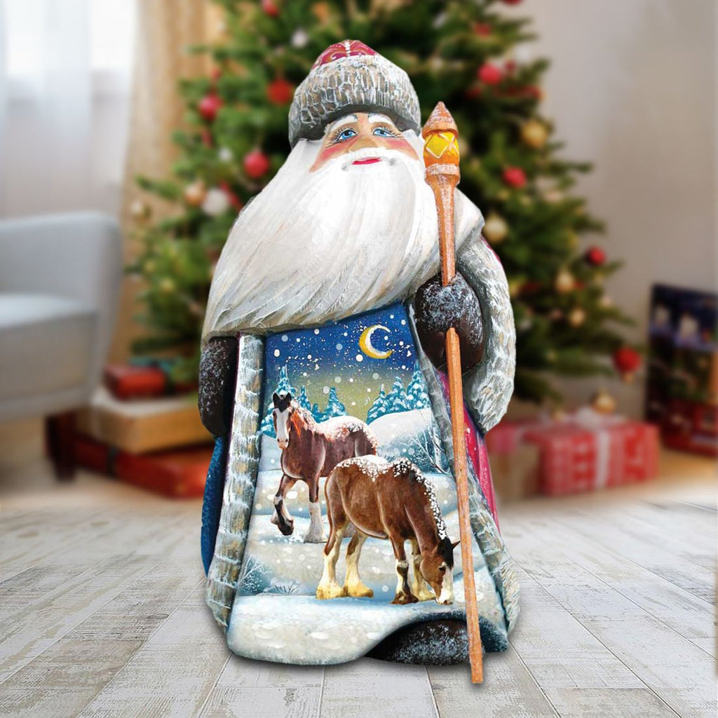 Santa Winter Horsey Santa Hand-Painted WOODCARVED Masterpiece by G. DeBrekht - Wildlife Holiday Decor - 8215943