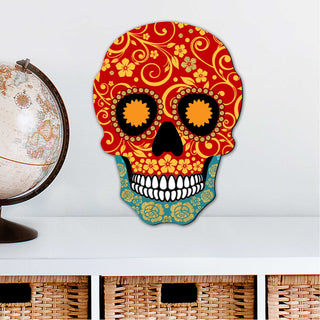 Day of The Dead Decorated Skull Halloween Door Decor by G. DeBrekht - Thanksgiving Halloween Decor - 8198443-2H
