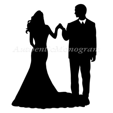 Wedding Cake Topper - Bride & Groom Silhouette Wooden Cake Topper, Wedding decor, Engagement, Anniversary