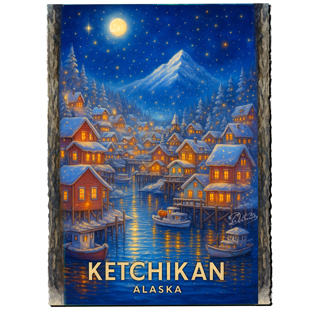 Ketchikan Harbor Lights Greeting Card by G. Debrekht - 97117GC