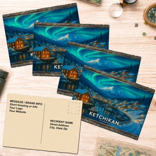 Northern Lights Over the Harbor Greeting Card by G. Debrekht - 97121GC