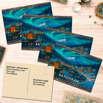 Northern Lights Over the Harbor Greeting Card by G. Debrekht - 97121GC