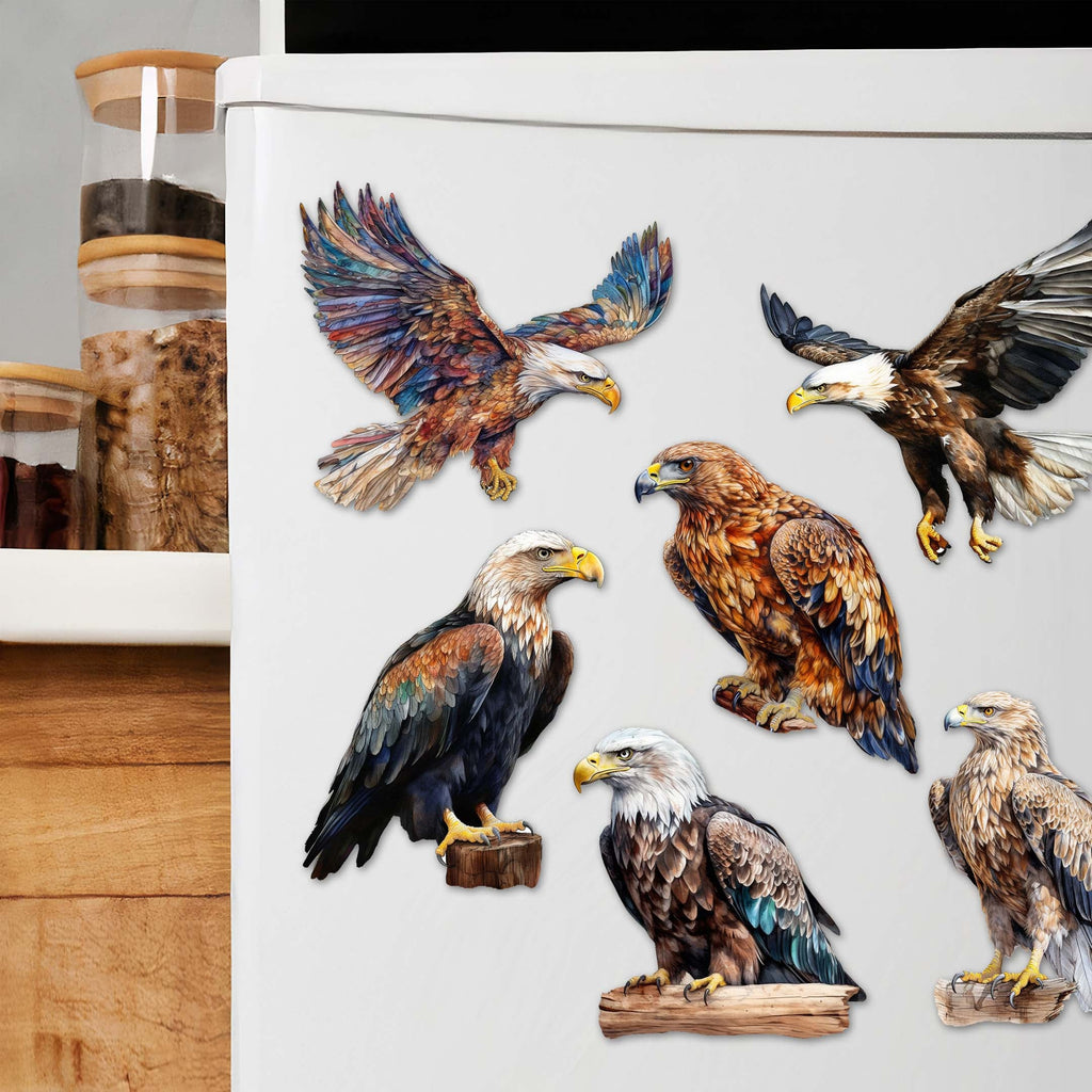 Eagle's Flight Decorative Eco Wood Magnets Set of 6 by G. Debrekht - Wildlife Decor - 8090101G-S6