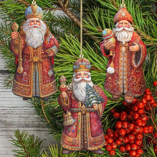 Santa Decorative Eco Wood Ornaments Set of 3 by G. Debrekht - Christmas Decor - 8091032-S3