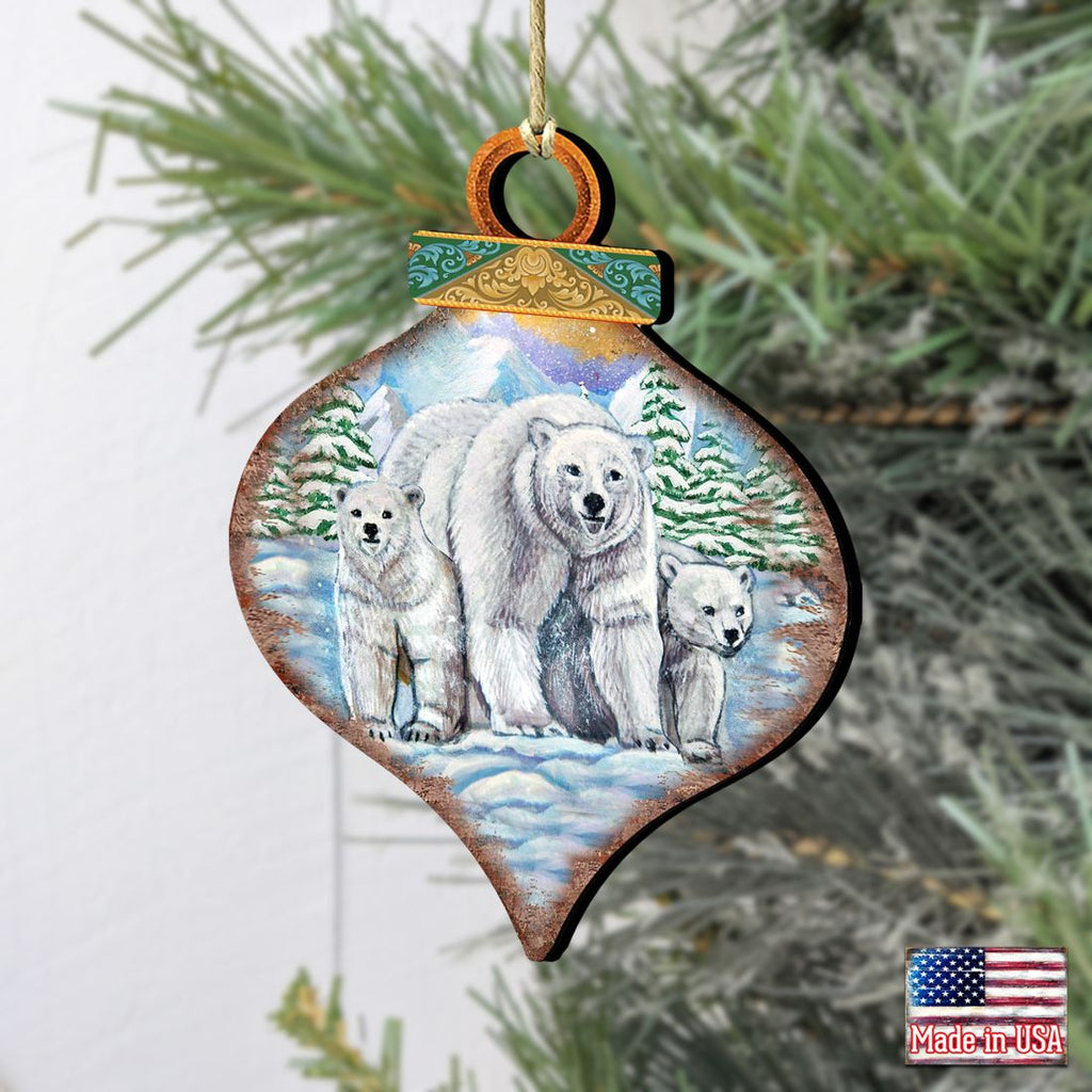 Polar Bears Drop Wooden Ornaments by Nature Wonders - Wildlife Holiday Decor - 8035215