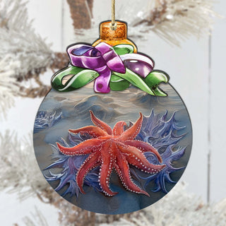 Sunflower Sea Star Bow Wooden Ornaments by G.Debrekht - Wildlife Holiday Decor - 870018