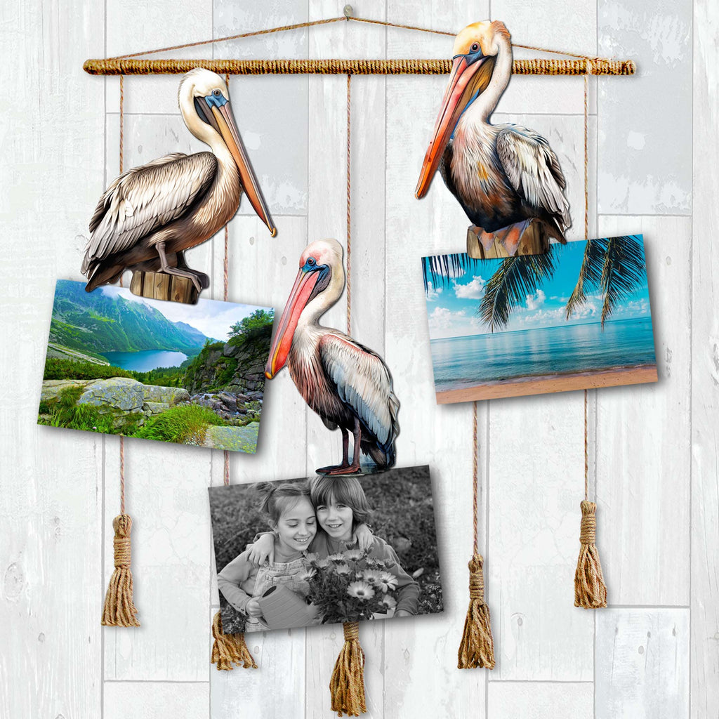 Pelicans Clip-On Eco Wood Decorative Ornaments Set of 3 by G. Debrekht - Christmas Decor - 8091014C-S3