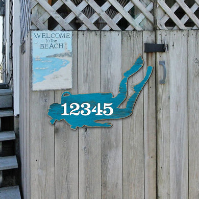 Scuba Diver Coastal Personalized House Number Sign by G. Debrekht - Coastal Sea-Life Decor - Handcrafted Wooden Handcrafted Wooden Handcrafted Wooden Address Sign - MA98446