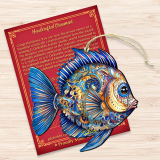 Holiday Coastal Ornaments - Turquoise Tide Fish Wooden Ornaments by G.Debrekht Coastal Holiday Decor - 8688305