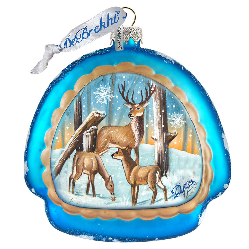 Deer Love Glass Ornament by G. DeBrekht - Wildlife Holiday Decor - 756-011