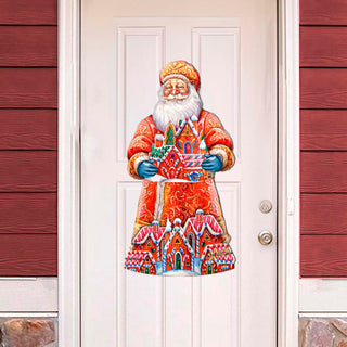 Santa and the Gingerbread House Holiday Door Decor by G. Debrekht - Christmas Santa Snowman Decor - 8691404H