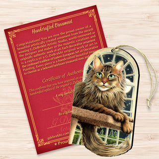 Stargazer Green Cat Wooden Ornaments by Laura Seeley - Pets Dog and Cats Decor - 8512070-LS